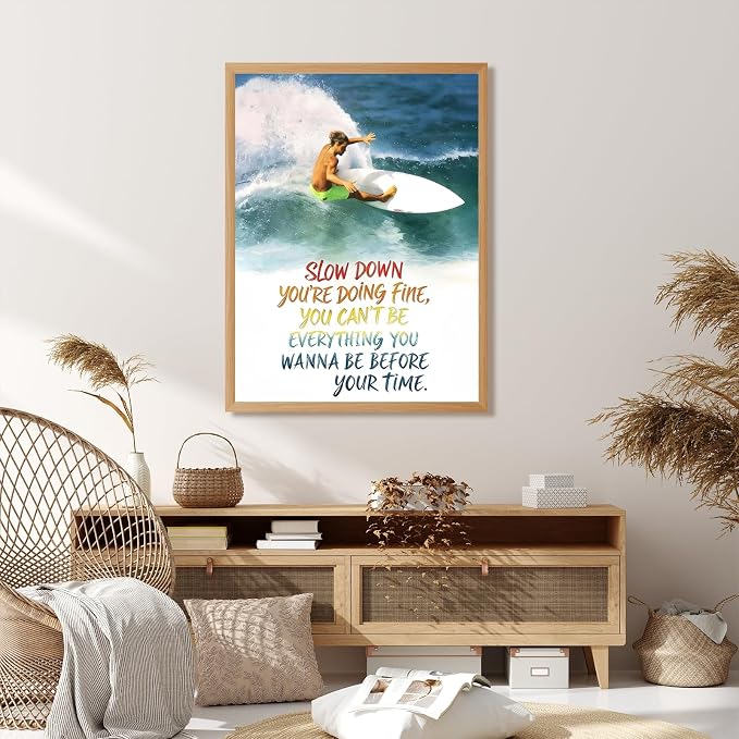 Qcrpnhy Vintage Surfing Poster 1990 Retro Surf Wall Art Inspirational Canvas - Image 7
