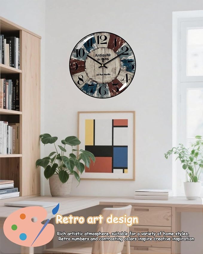 Decorative Wall Clocks Batterys Operated, Retro Wall Clock - Image 4
