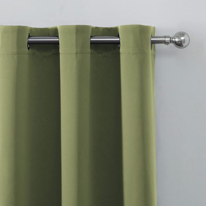 LEMOMO Olive Blackout Curtains/52 x 95 Inch/Set of 2 Panels Thermal Insulated - Image 7