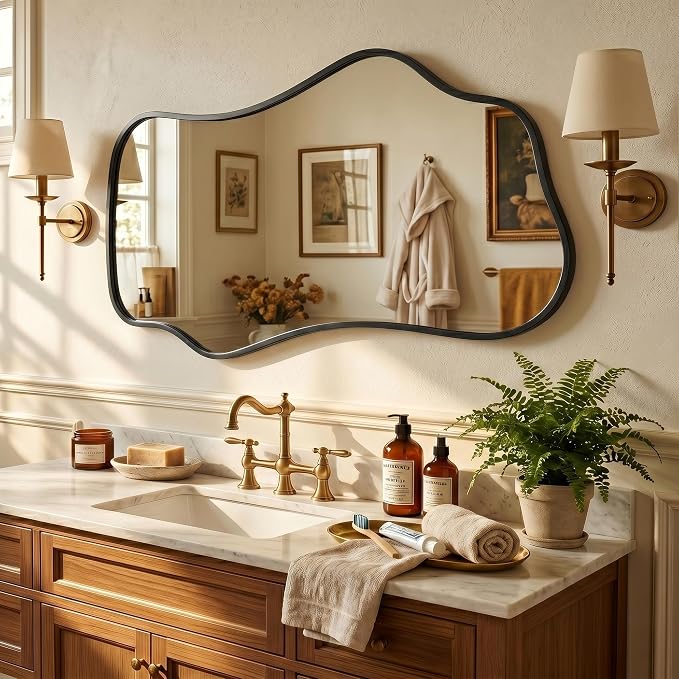 Bathroom Mirrors for Over Sink-Horizontal or Vertical Hanging 47.2"x21.6" Black - Image 3