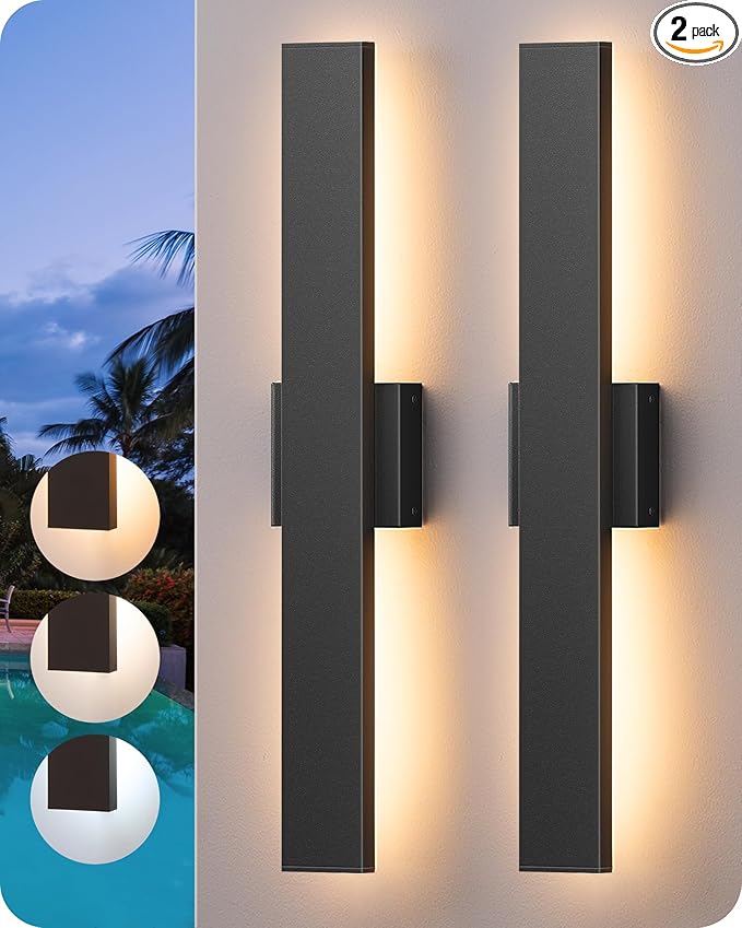 EDISHINE 23.6" Modern Outdoor Wall Lights, 3CCT & 10%-100% Dimmable, IP65 by EDISHINE