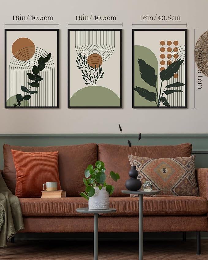 PHOPAGO Boho Plant Wall Art Green Botanical Bohemain Framed Wall Printing - Image 6