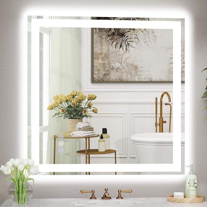 36x36 LED Bathroom Mirror with Lights, Super Bright Front & Backlit Vanity by GreatMirrorTalksItself
