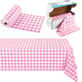 Kochorie 54 Inch x 300 Ft Light Pink Checkered Plastic Table Cloth Roll by Kochorie