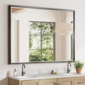 48 x 36 Black Framed Mirror for Bathroom, Beveled Black Bathroom Vanity Mirror by QUEENFUN