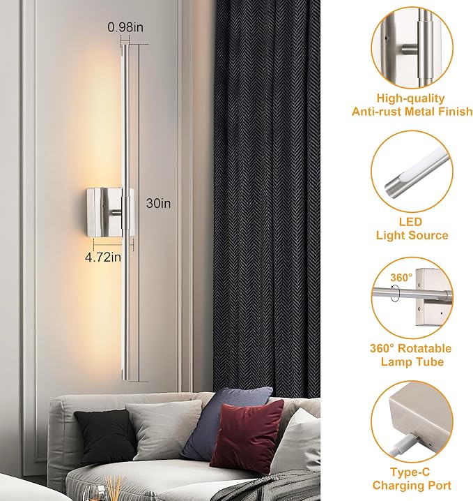 Morauroral Battery Operated Wall Sconces Set of 2, Dimmable Battery Wall Sconce - Image 7