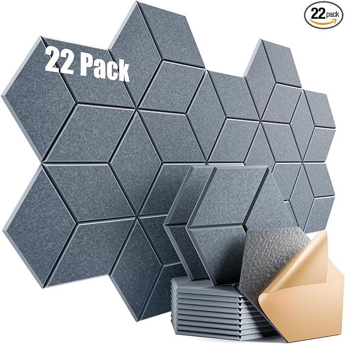 22 Pack Self-Adhesive Acoustic Panels 12" X 10" X 0.4" by Dailycooper