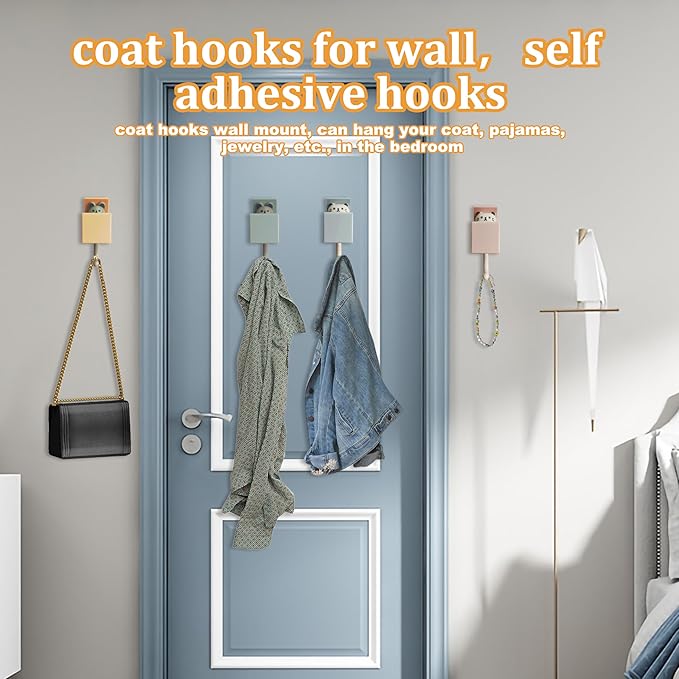 4pcs Cute Self Adhesive Towel Hooks - Image 7
