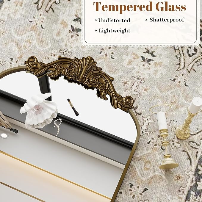 Dewfig Antique Arched Wall Mirror - Image 3