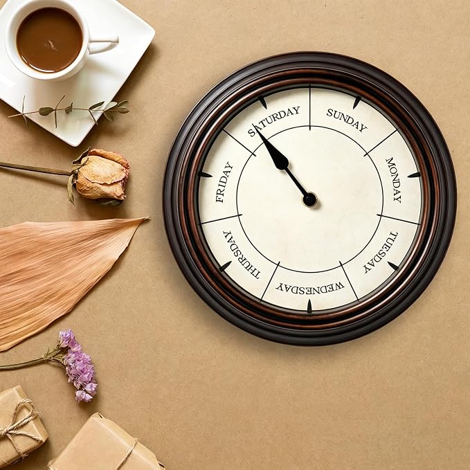 12-Inch Day of Week Wall Clock, Decorative Retirement Clock Gift - Image 6