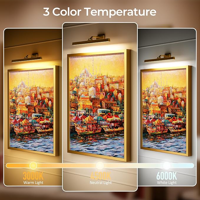 Afyuol Picture Lights for Wall, Battery Operated Picture Light 24in Gallery - Image 4