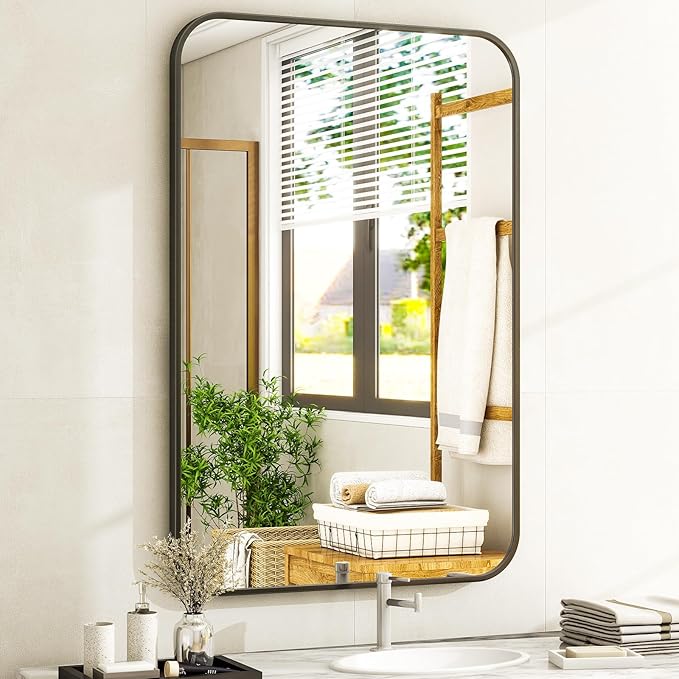 Easly 20 x 28 Inch Bathroom Mirror, Rounded Rectangular Vanity Mirror by EASLY