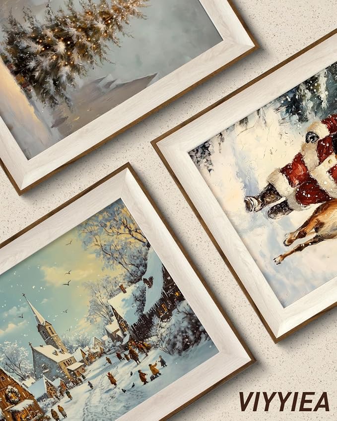 VIYYIEA Winter Framed Wall Art for Living Room, Snow Village Canvas Prints - Image 4