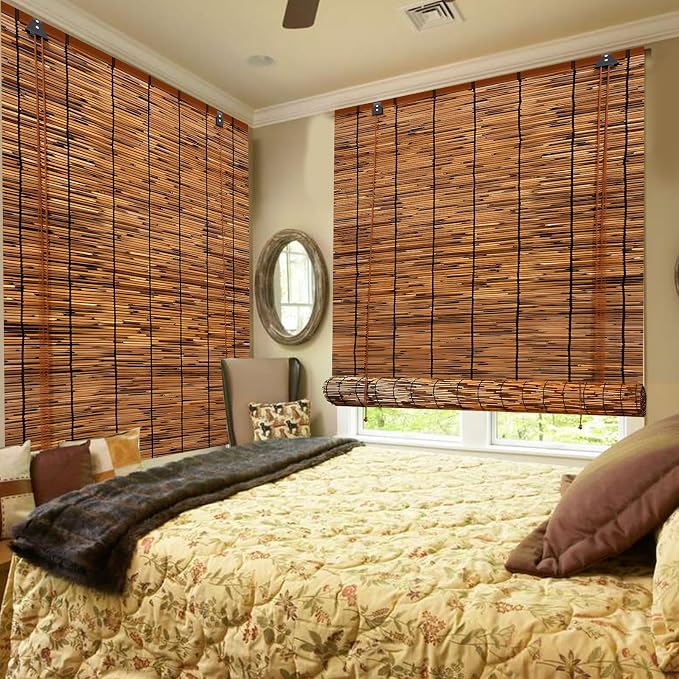 2 Pack Bamboo Reed Roll-Up Blind Shades - Image 7
