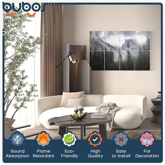 BUBOS 8 Pack Art Acoustic Panels, 47.2" x 31.4" Sound Absorbing Wall Decor - Image 3