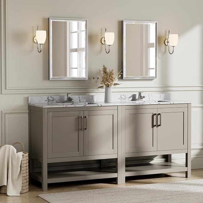 Silver Bathroom Mirror, Rustproof Rectangle Silver Framed Mirror - Image 7