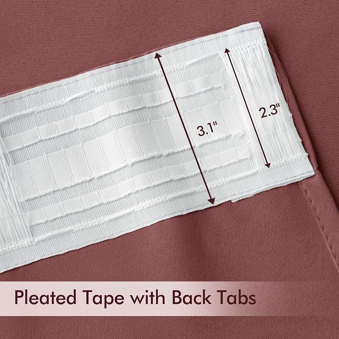 MIULEE Dusty Rose Back Tab Blackout Curtain 96 Inch Long 2 Panels Set - Image 4