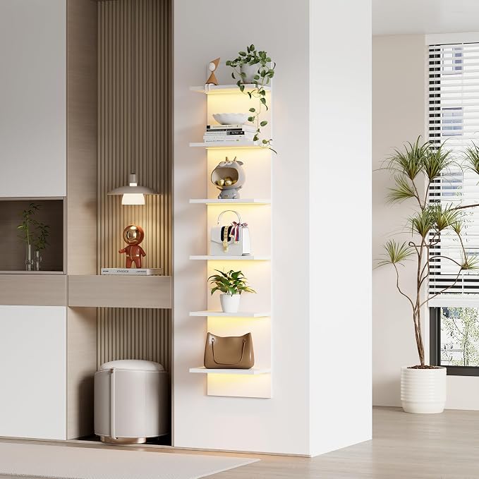 Qupui 6-Tier Wall Shelf with RGB LED Lights - Image 4