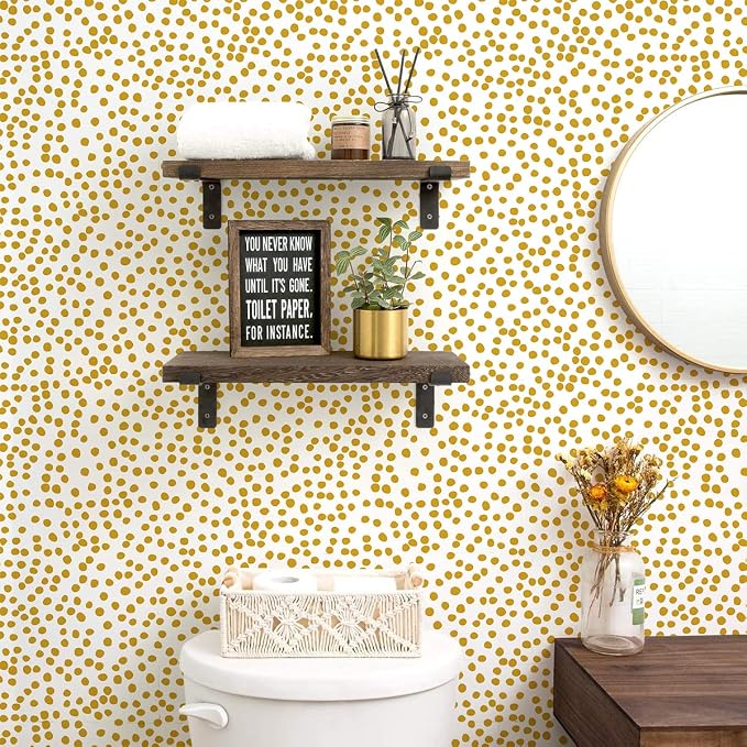 Jeweluck Yellow Polka Dot Wallpaper Yellow and White Peel and Stick Wallpaper - Image 6