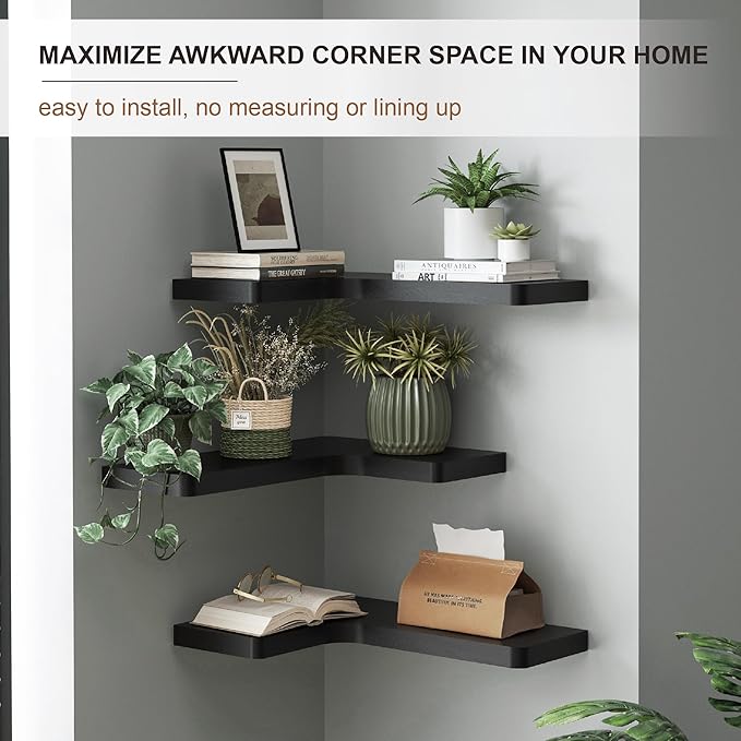 fuqing Corner Floating Shelves for Storage, Solid Wood, Wall Mount Wooden - Image 5