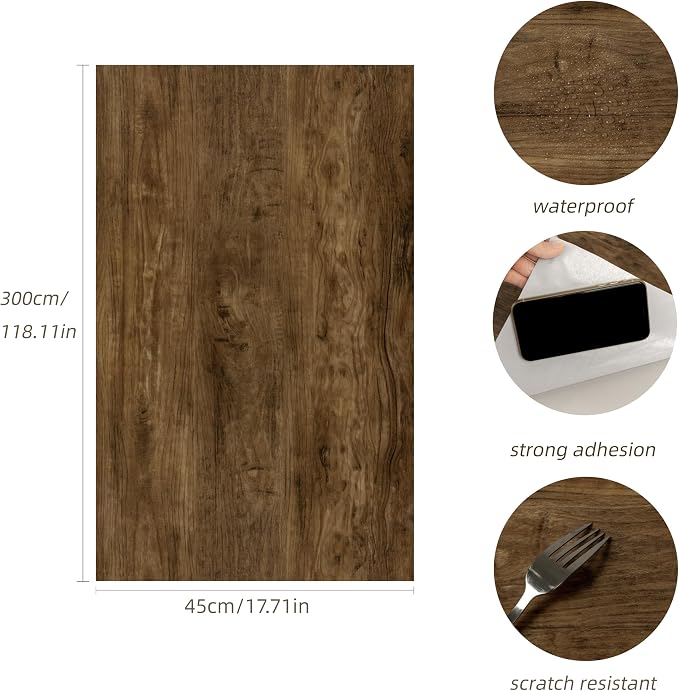 Abyssaly Wood Contact Paper, Thicken Self Adhesive Removable Wallpaper - Image 2