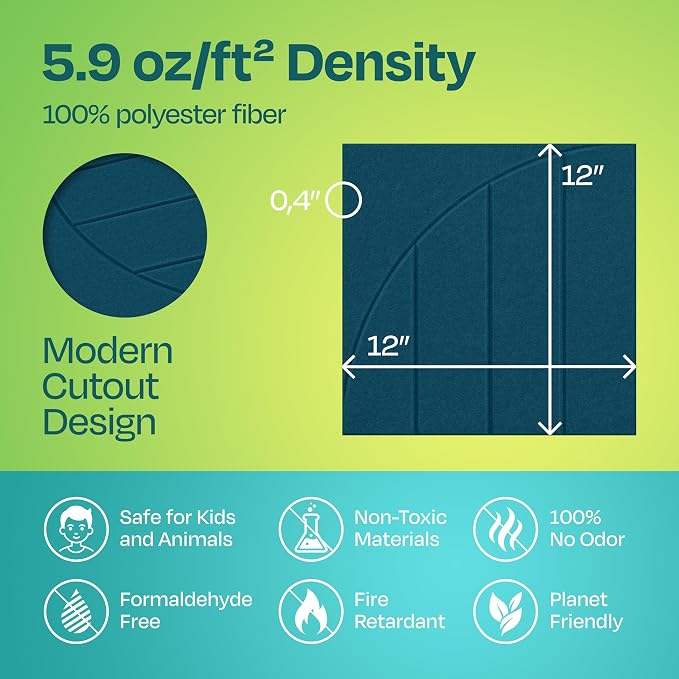 Acoustic Panels 12-Pack Soundproof Wall Panels 12"x12"x0.4" Decorative Sound - Image 6