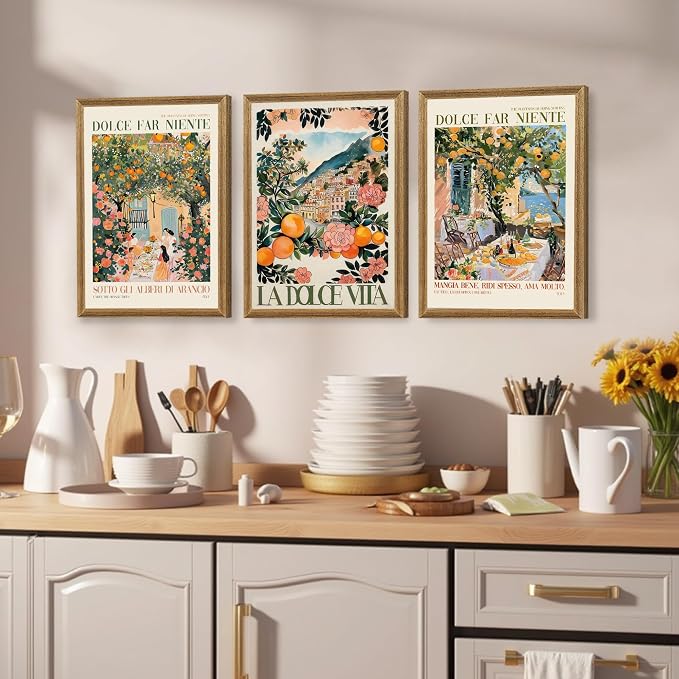SYWENNOI 3 Pieces Wood Framed Italy Scenes Canvas Wall Art, Tuscan Wall Decor - Image 2