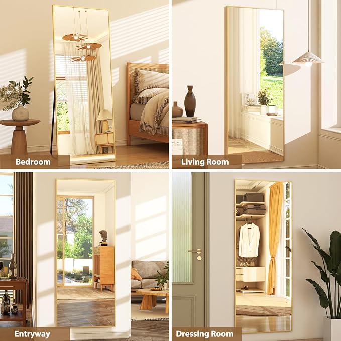 GLSLAND 64"x21" Full Length Mirror Big Standing Mirror Freestanding Hanging or - Image 6