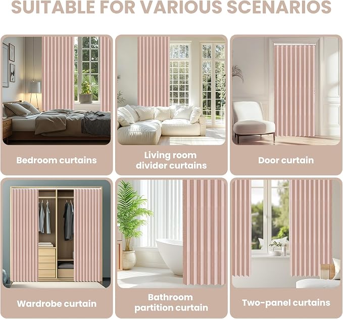AJAZZ Blackout Curtain with Curtain Rods Included Invisible Accordion Doors - Image 6