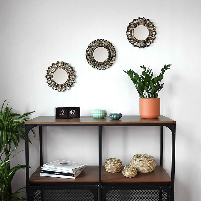 BONNYCO Wall Mirrors Pack of 3, Round Gold Mirrors - Image 6