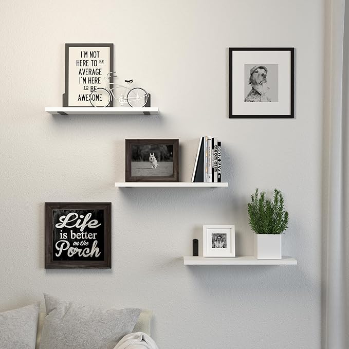 DOLLFIO Floating Shelves, 3 Sets Wall Wooden Shelves - Image 7