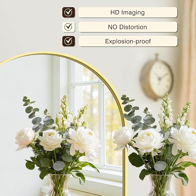 Vanity Bathroom Mirror for Wall, 2 Pack 36”x24” Arched Bathroom Mirror for Over - Image 2