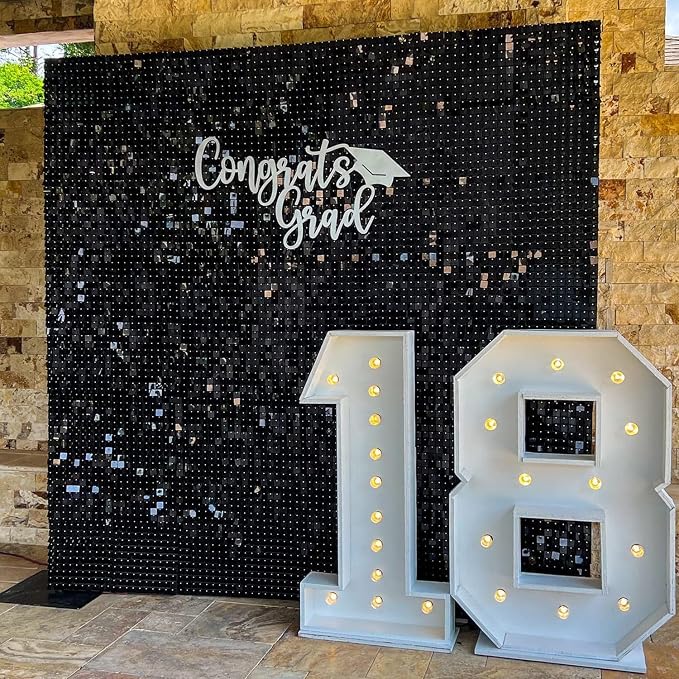 COKAOBE Black Shimmer Wall Backdrop, Photo Backdrops - Image 8