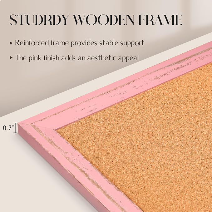 Cork Bulletin Board, Decorative Hanging Pin Board Tack Board - Image 3