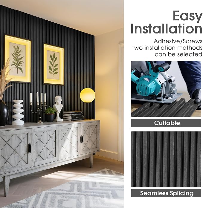 WPC Slat Wall Panels 8 Pack 96" x 8.2", Waterproof Fluted Wall Paneling - Image 4