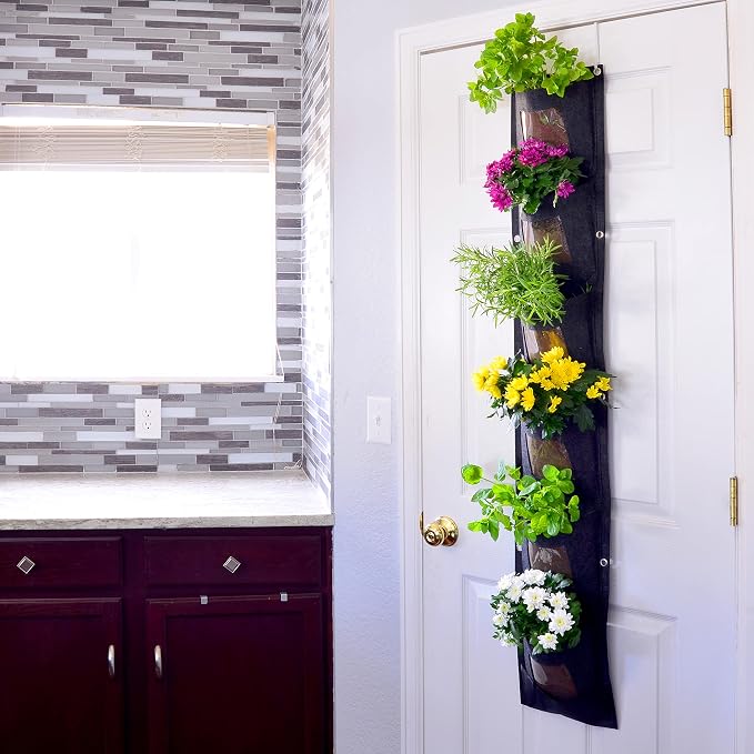 6 Pocket Vertical Grow Bag, Hanging Wall Garden Planter, Indoor Outdoor - Image 3