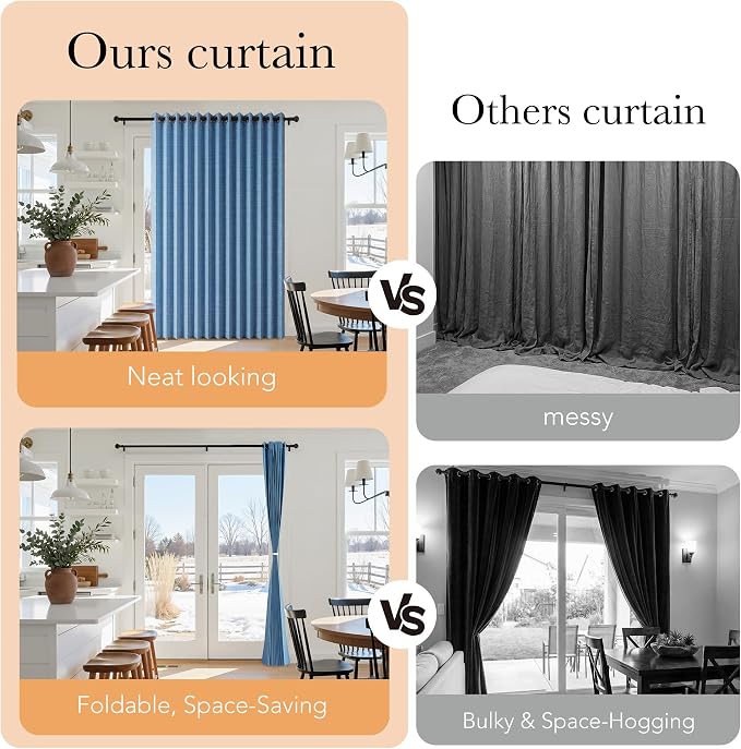 RYB HOME Accordion Style Room Divider Curtain-100% Blackout Folding Accordion - Image 6