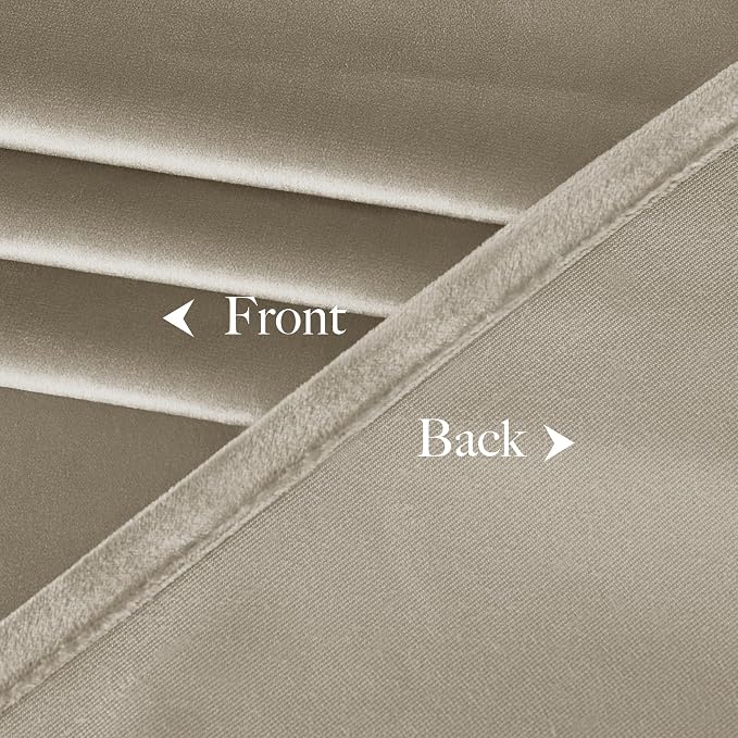NICETOWN Camel Velvet Curtains 84 Inch Long 52 Wide, Room Darkening Drapes - Image 8