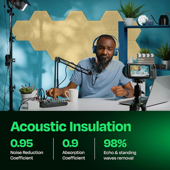 Acoustic Panels 12-Pack Soundproof Wall Panels 12"X10.4"X0.4" Sound Panels High - Image 3