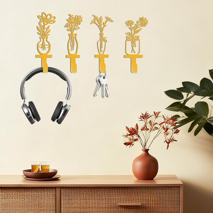 Decorative Wall Hooks, Metal Flowers Wall Decor - Image 4