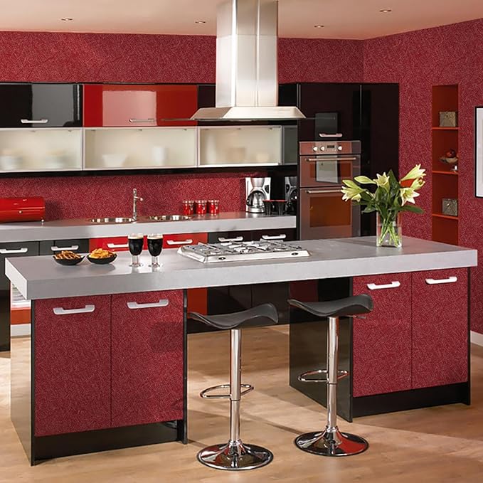 Dark Red Peel and Stick Self Adhesive Wallpaper - Image 4