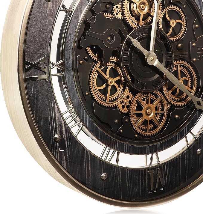 HOIBAI Wall Clock, 24 Inch Moving Gears Clock Large Wall Clock - Image 4