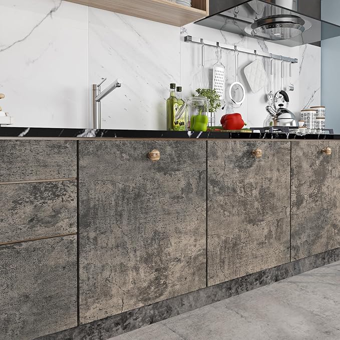 Livelynine Moody Concrete Wallpaper Peel and Stick Industrial Modern Brown - Image 5
