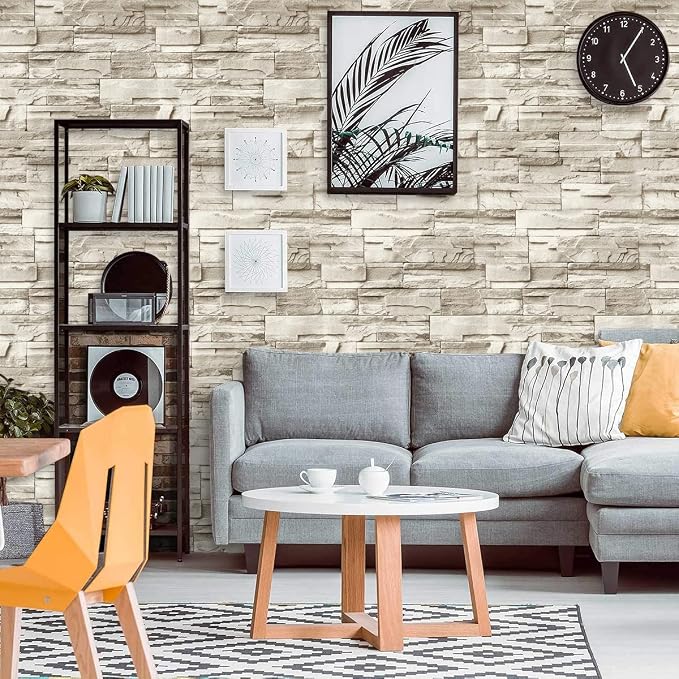 Jeweluck Stone Wallpaper Peel and Stick Brick Wallpaper 17.7”×590.5” Brick - Image 4