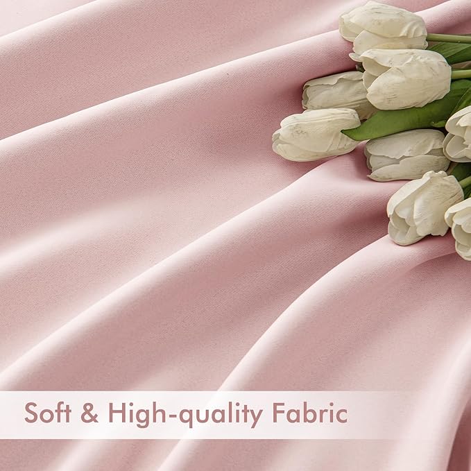 MIULEE Baby Pink Back Tab Blackout Curtains 63 Inch Length 2 Panels Set - Image 6