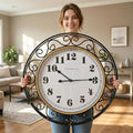 SwallowLiving 30 Inch Vintage Iron Large Black Metal Frame Wall Clock Silent by SwallowLiving