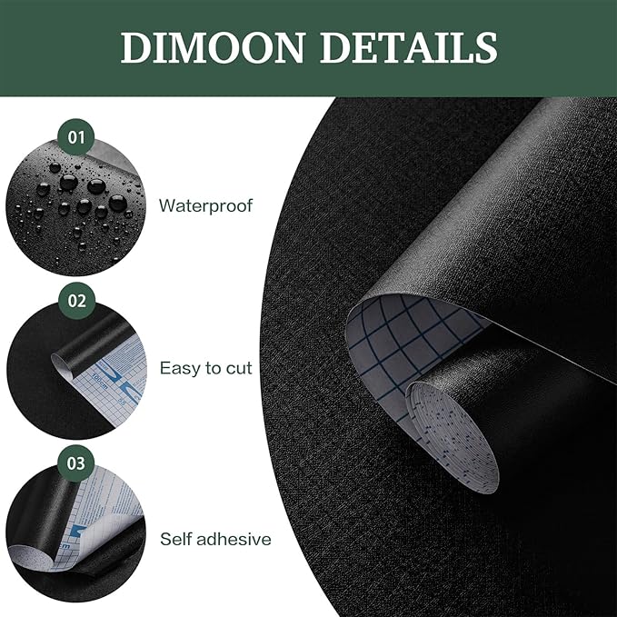 Dimoon 17.7''x393'' Peel and Stick Wallpaper Black Contact Paper - Image 4