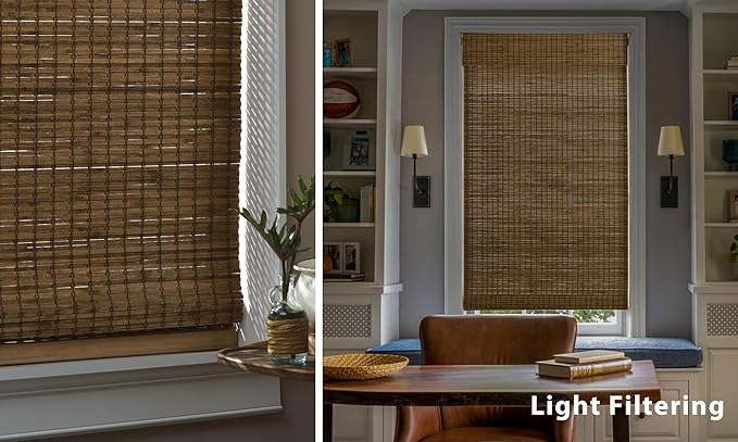 LazBlinds No Tools No Drill Cordless Bamboo Roman Shades, Custom Light - Image 5