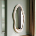 Honyee 55" x 24" Wall Mirror, Flannel Wrapped Wooden Frame Wavy Mirror by Honyee