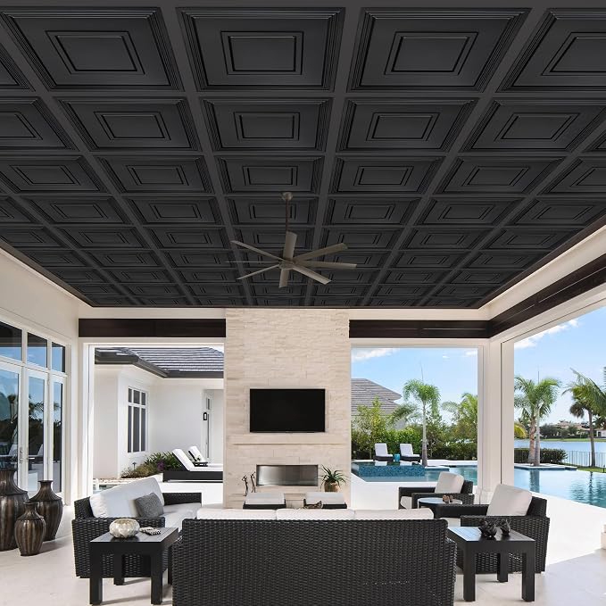 STICKGOO Black Drop Ceiling Tile 2ft x 2ft, Ceiling Panel High-Grade PVC - Image 9